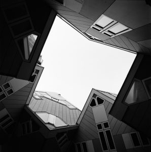 photography by David Hatters in Rotterdam, Geometries of the sky, film shot with Hasselblad